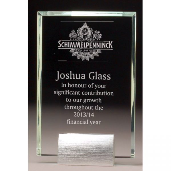 Rectangle Glass Award on metal base